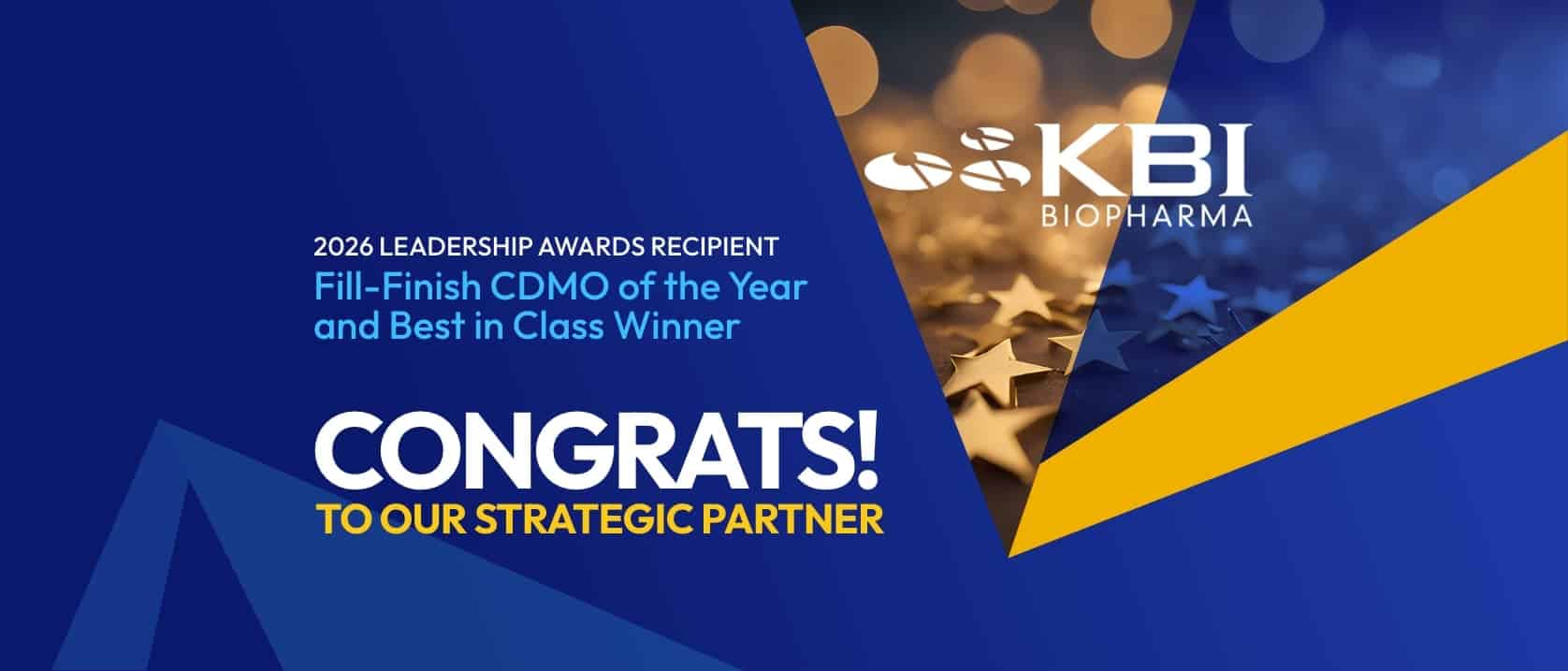 Congratulations to KBI Biopharma: Fill-Finish CDMO of the Year!